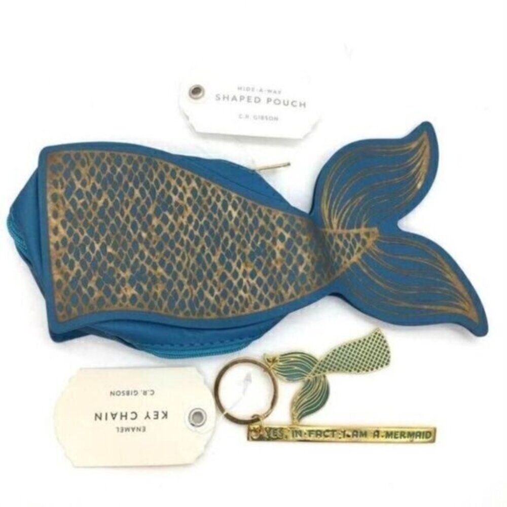 Mermaid Pouch & Matching Mermaid Keychain NEW Gift Set C.R. Gibson